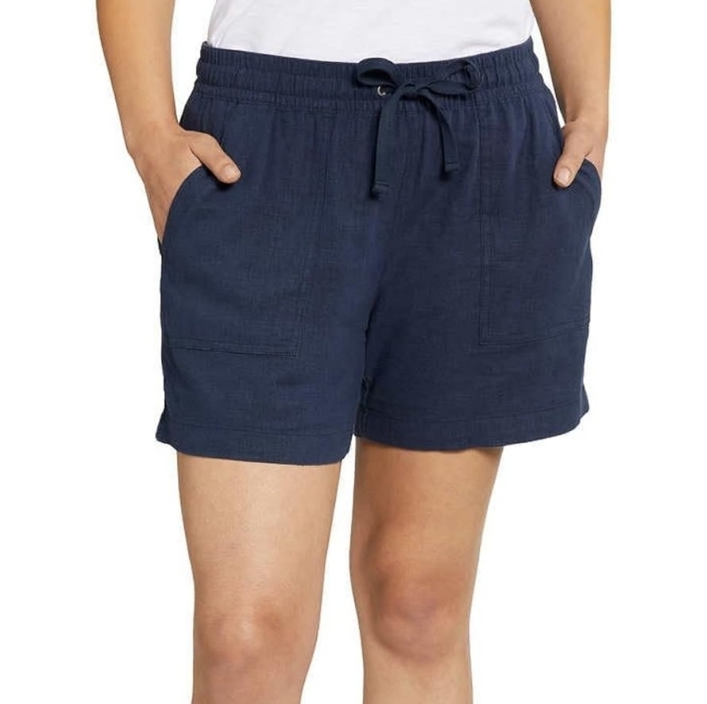 Nautica Women’s Linen Blend Pull-On Shorts – XL Navy Seas, Comfy & Classic - Picture 4 of 6
